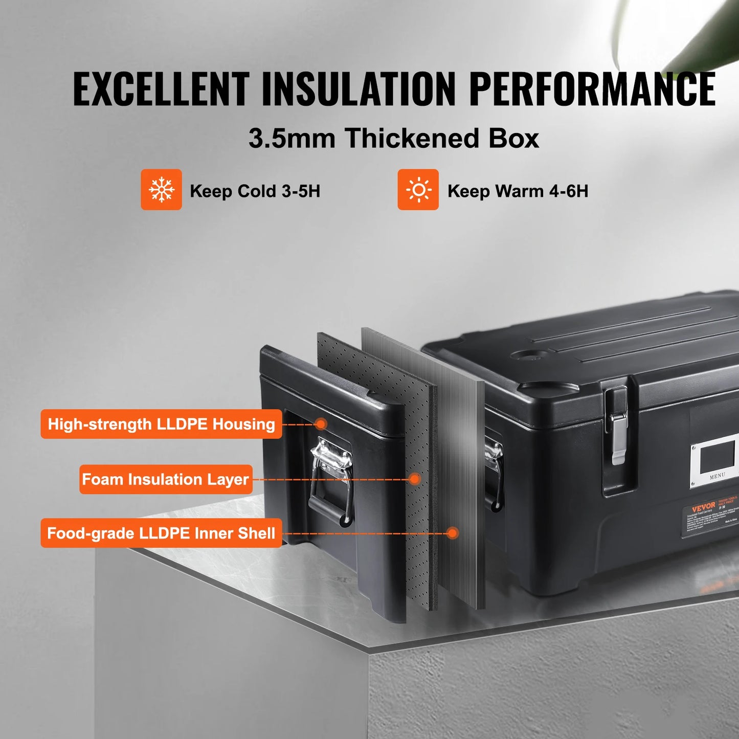SucceBuy Insulated Food Pan Carrier 36Qt Capacity Stackable Catering Hot Box with 3 Stainless Steel Pans Top Load Food Warmer