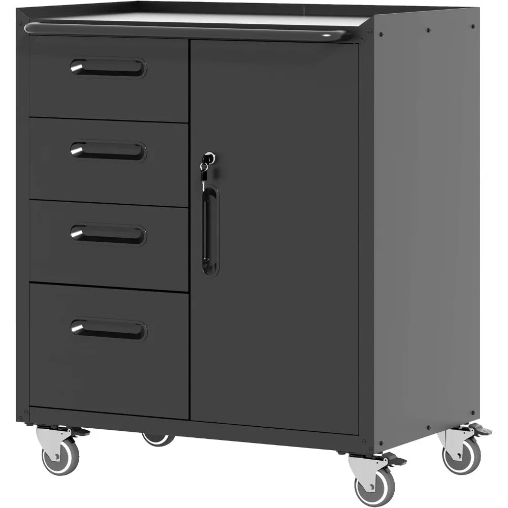 Mobile Tool Storage Cabinet with Wheels,Heavy Duty Rolling Tool Cabinets for Garage,Metal Storage Cabinets with 4 Drawer