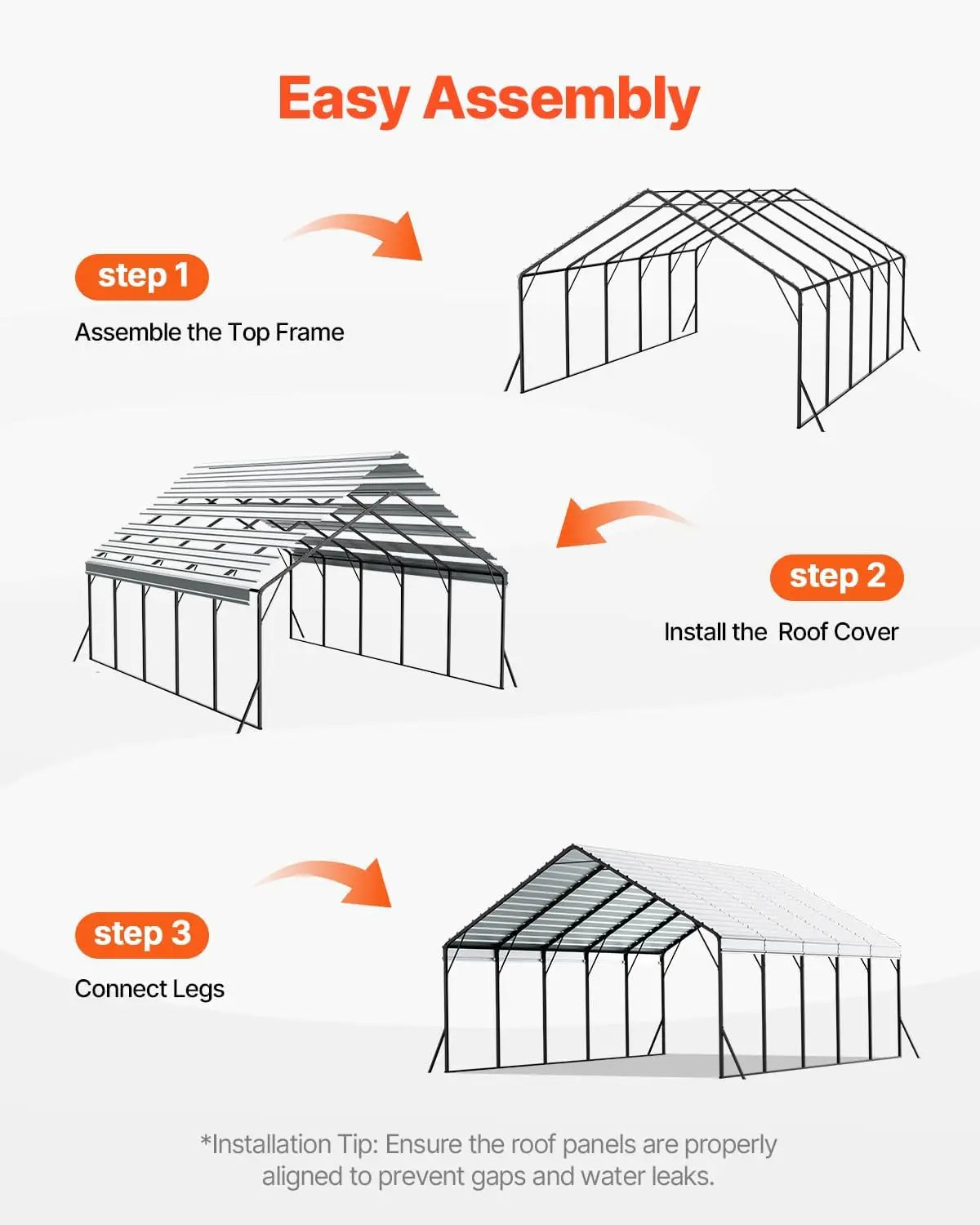 20x24 ft Heavy Duty Metal Carport, Outdoor Car Shelter with Removable PE Sidewalls, Steel Frame Garage for Car, Truck, Boat