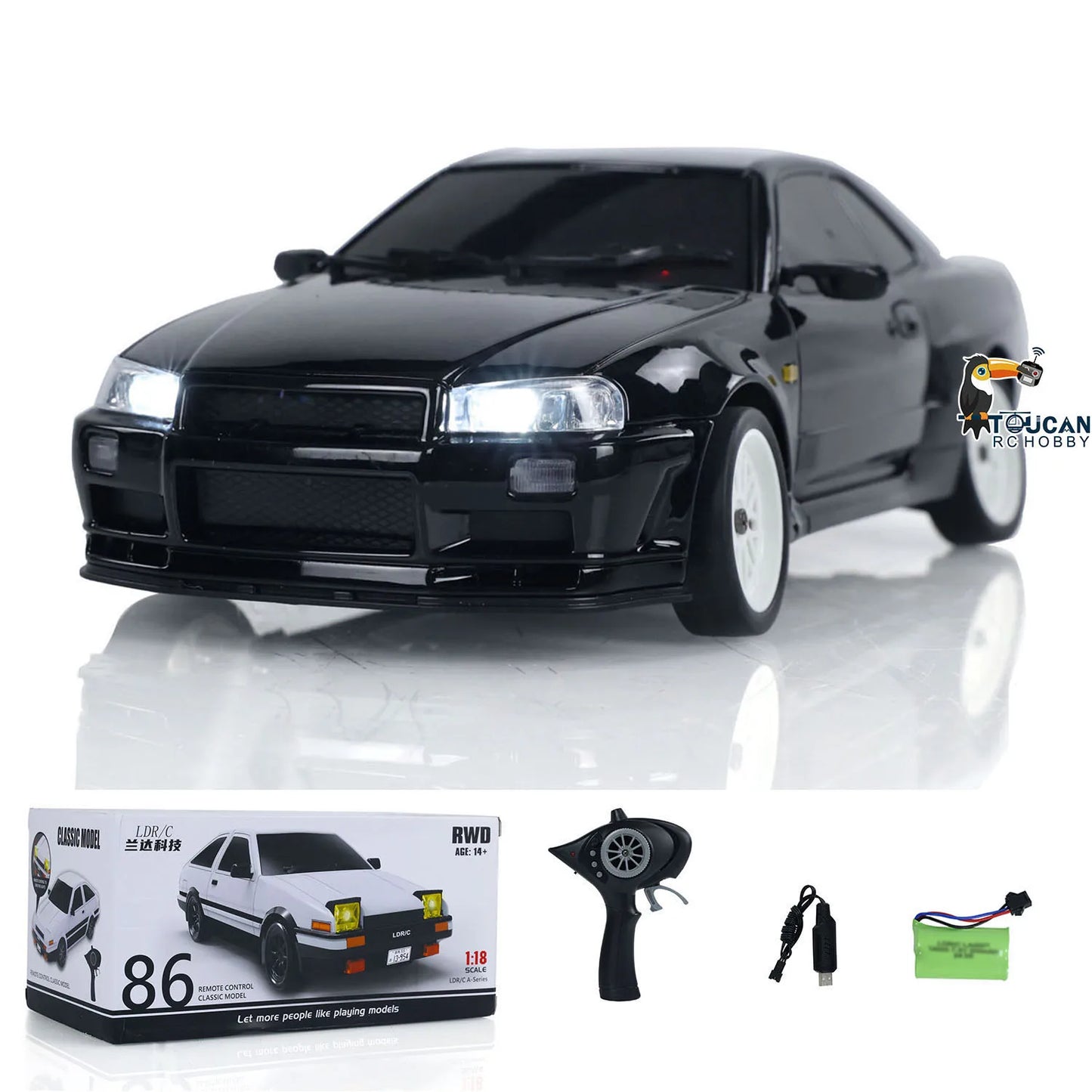 US Stock Gifts 1:18 LDRC A99 Remote Control Racing Vehicle RWD RC Drift Car with Lights Cool Toys Design Fast Racing Model