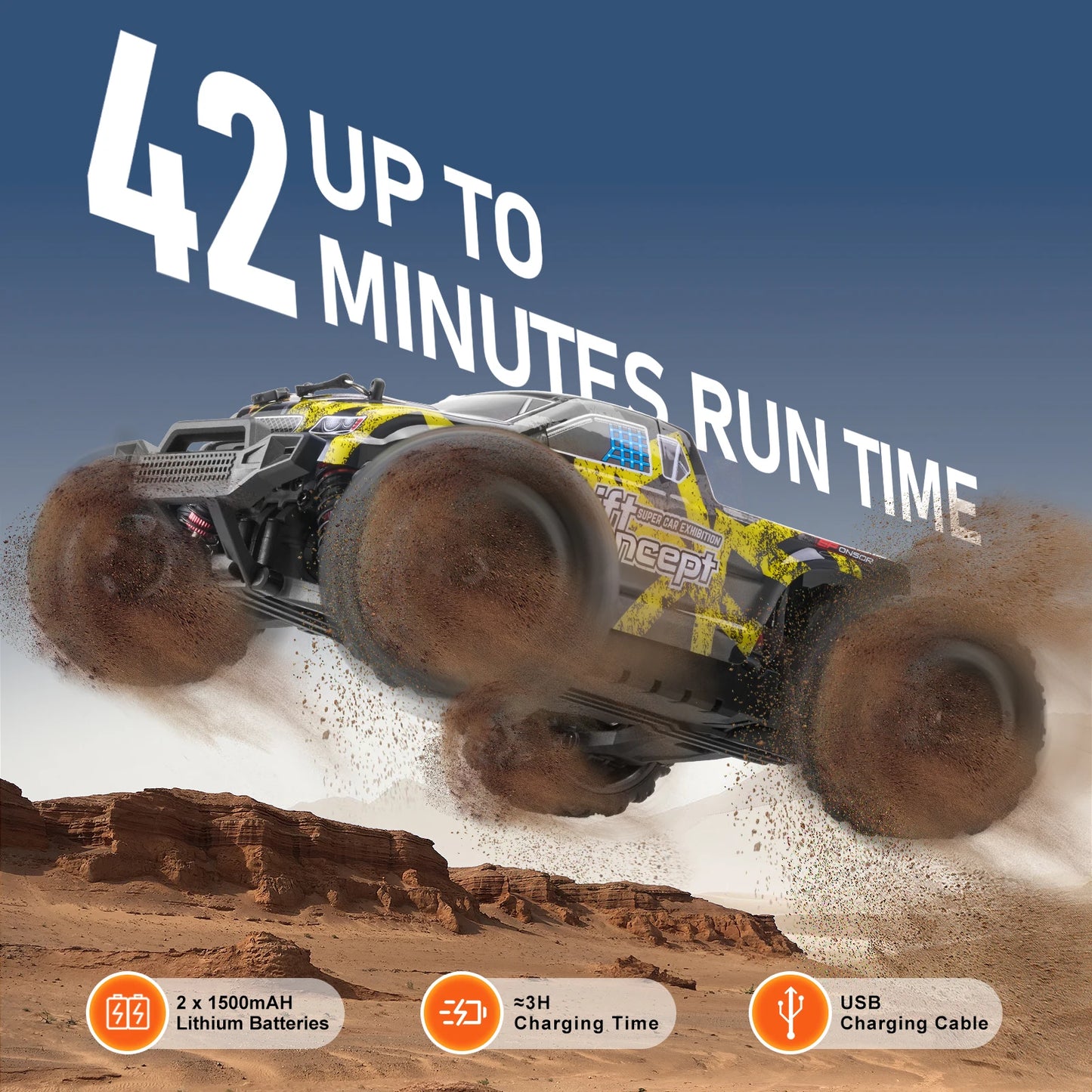 SucceBuy 45KM/H 4WD RC Car 1:18 All Terrain Off-Road with High Speed Remote Control Truck Drift Monster Toys Gifts for Boys Kids