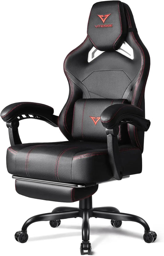Big and Tall Gaming Chair 400lb Weight Capacity with Footrest, Ergonomic Video Game Chair for Adults with Oversized Headrest