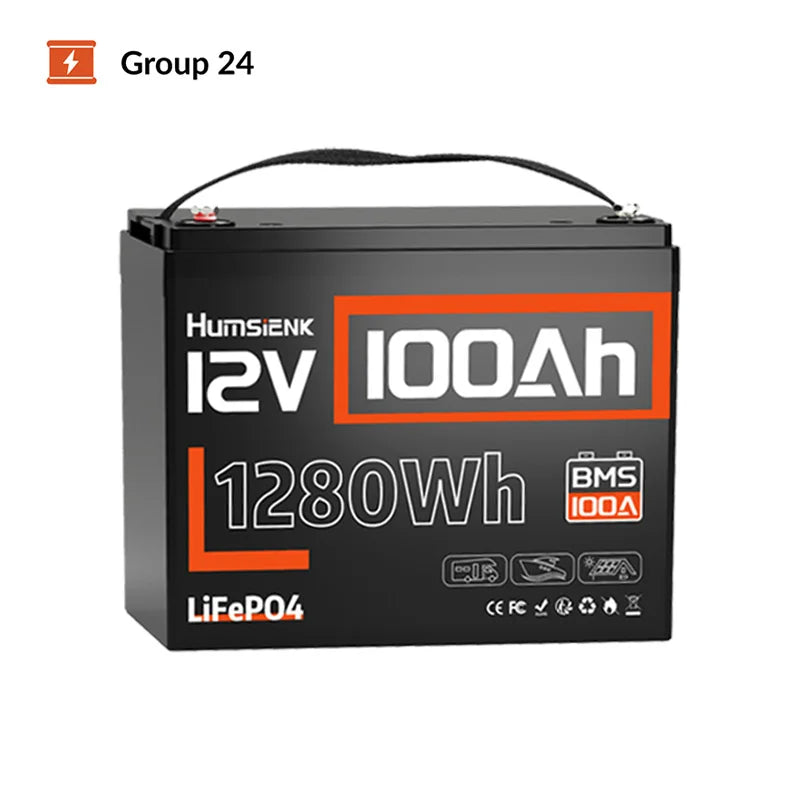 Humsienk LiFePO4 Lithium Battery 12V 100AH BMS 100A 1280Wh For RV/ Vans/ Trolling Motor/Off-grid/Camping/2-year warranty/UL 1973