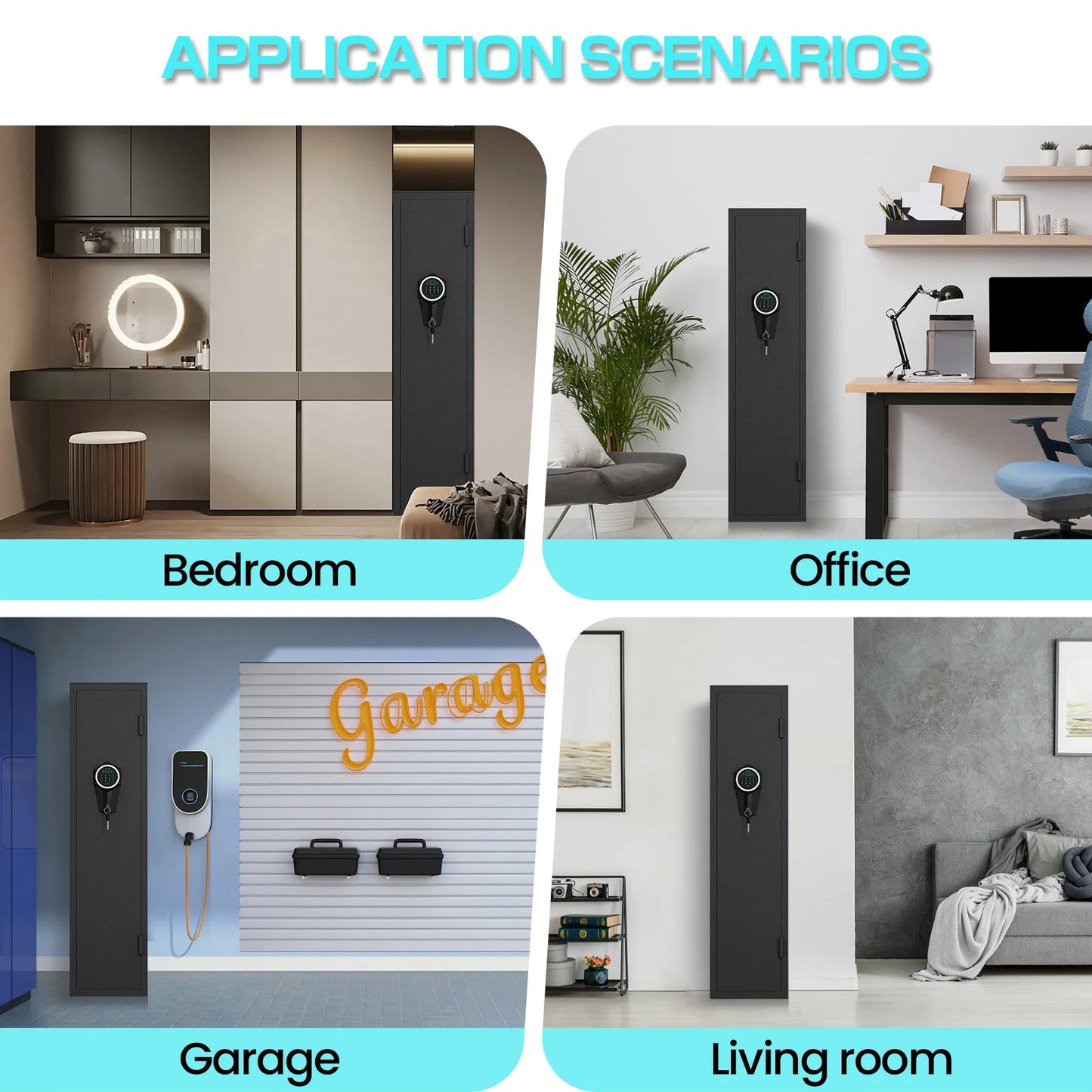 Kavey Biometric Gun Safe, Quick Access Rifle Gun Safe with Silent Mode,Alarm System, Removable Shelf and 2 Adjustable Gun Slots