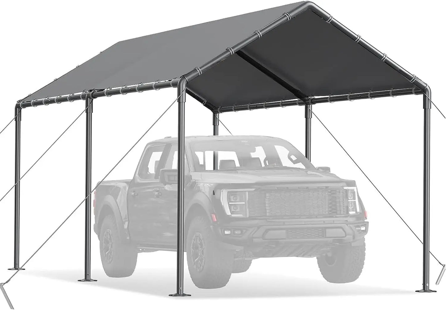 10x20 Heavy Duty, Metal Carport Waterproof Carports Garage Tent with 6 Steel Stakes Outdoor for Car Tuck Boat SUV Party (Grey)