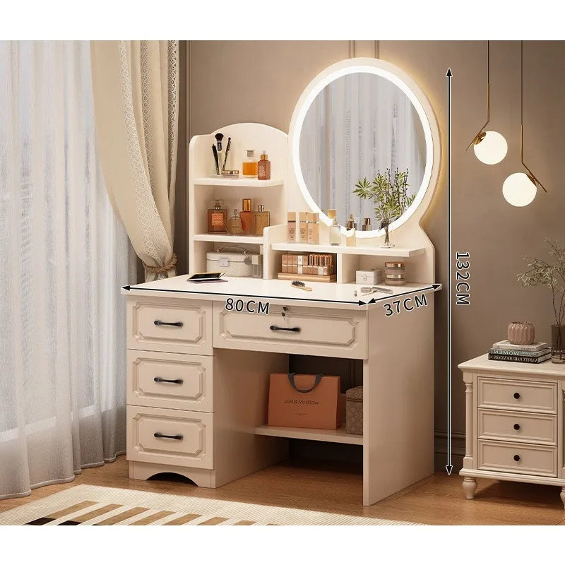 dressing table Small apartment with mirror storage storage makeup integrated table Modern simple European masterbedroomdressing
