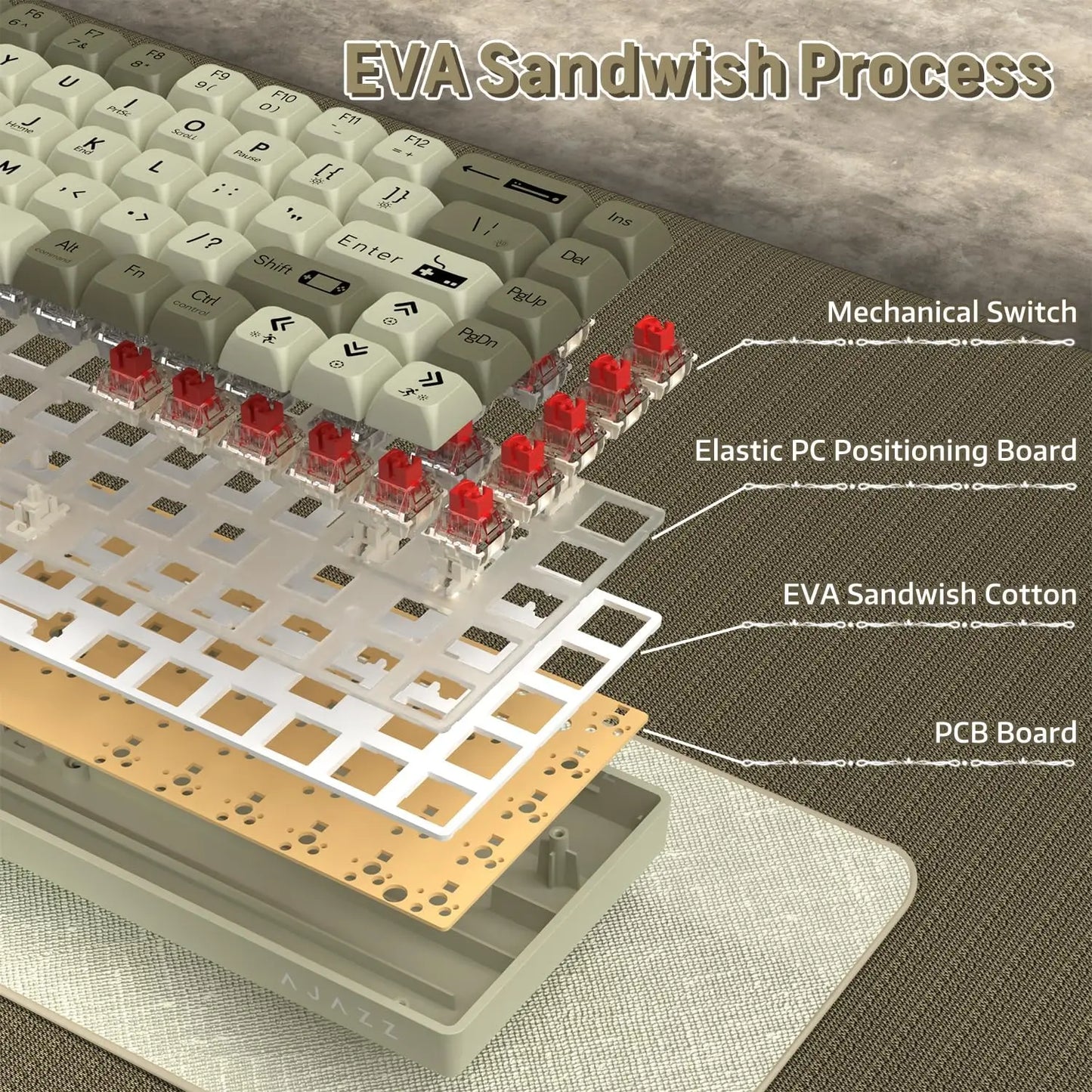 ATTACK SHARK AK680 60% Wired Mechanical Gaming Keyboard,Hot-Swappable,RGB Rainbow Backlit,UV Printing and EVA Sound Control