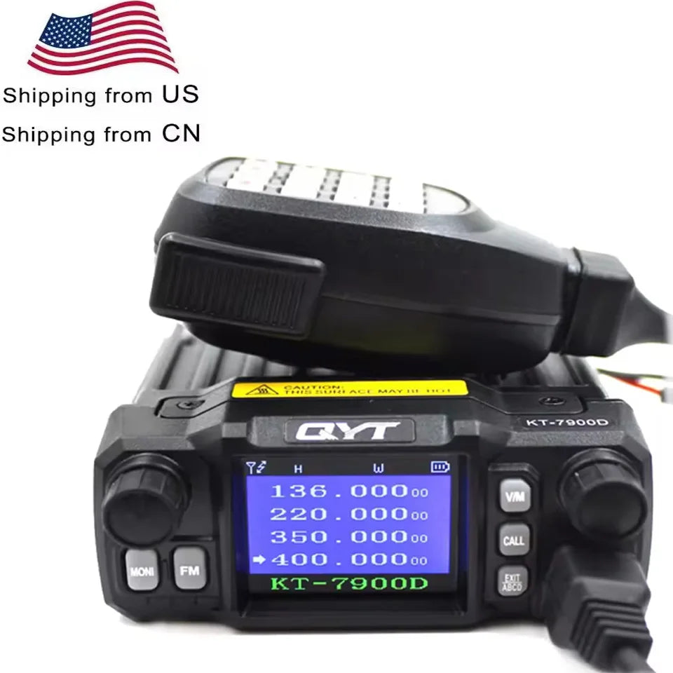 Latest Version Mini Mobile Radio QYT KT-7900D 25W Quad Band 144/220/350/440MHz KT7900D UV transceiver or with Power Supply