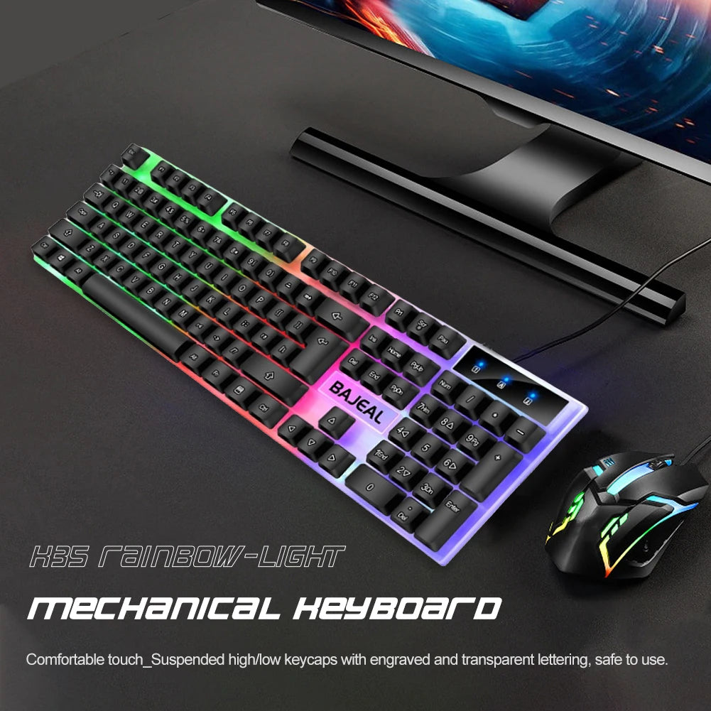 Wired USB Keyboard 98 Keys Gaming Keyboard For Windows Computer Laptop PC Portable RGB Backlight Keyboard for Gamer Home Office