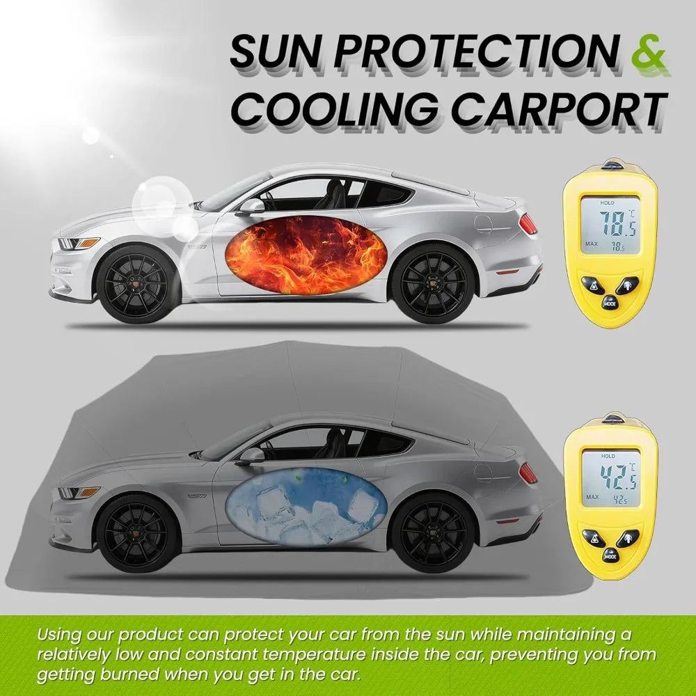 18×8.2×7.5FT All Weather Proof Carport, Heavy Duty Carport, Portable Stainless Steel Garage, Retractable Folding Automatic Car T