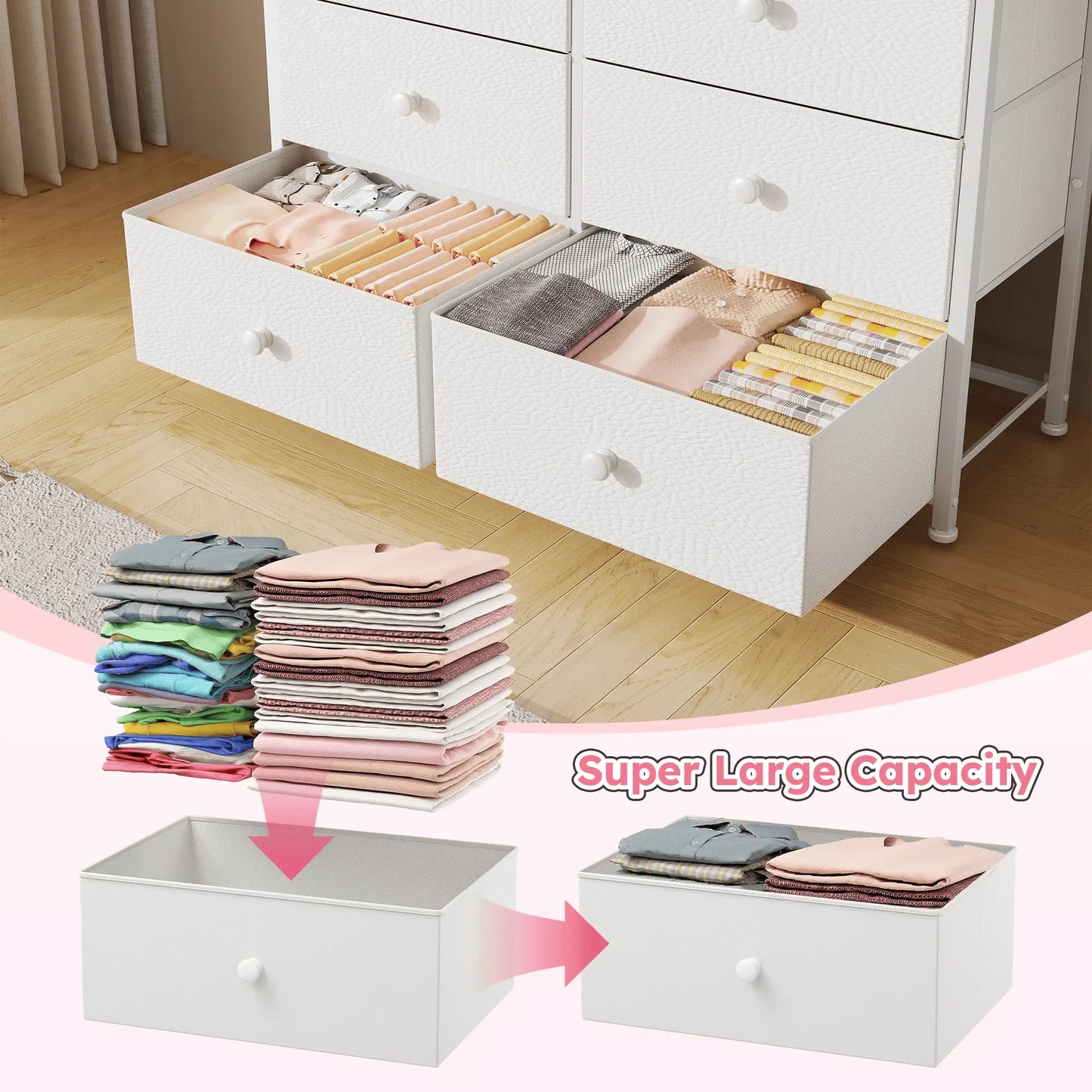 12-Drawer Tall Fabric Dresser – Metal Frame, Wood Top, Anti-Tip – 38.97"W – For Bedroom, Entryway, Living Room, Closet, Dorm