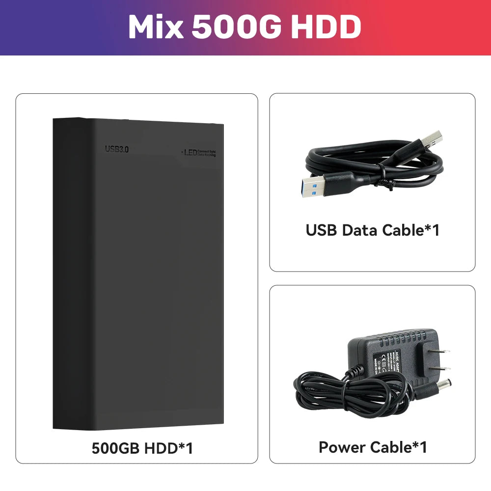 Mix 500G Retro Video Game Emulator Console Built-in 38000+ Games Playnite Retrobat Launchbox Hard Drive For N64/Xbox/PS3/PS1/PSP