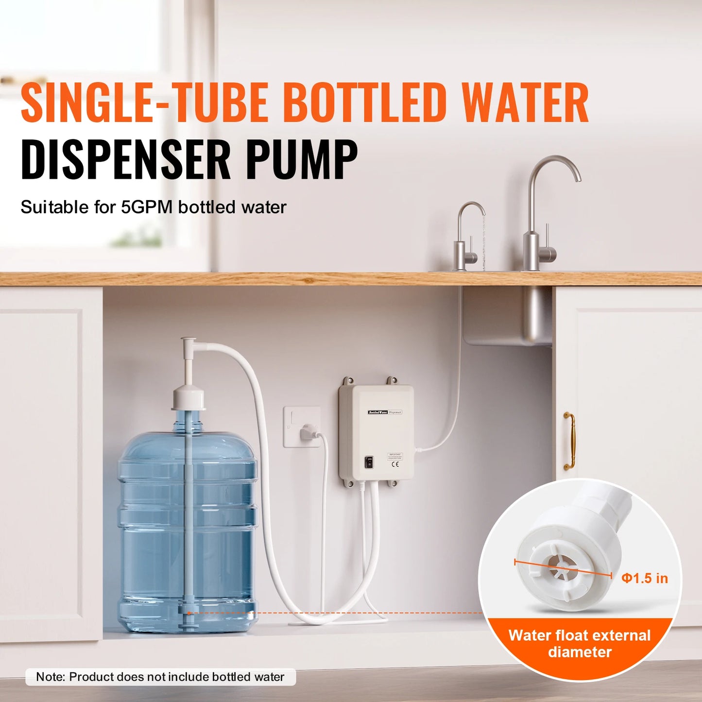 SucceBuy 5 Gallon Bottled Water Dispenser Pump System Automatic Electric Single Inlet Compatible Use w/ Tea Machine Refrigerator