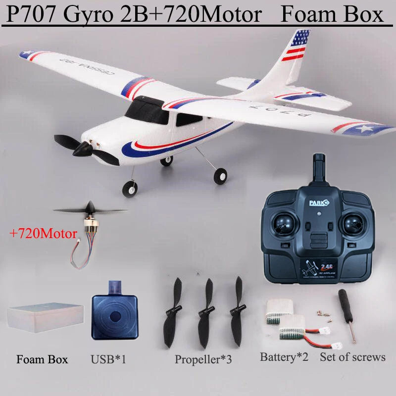 Park10 RC Airplane P707G 2.4G 3D/6G With Gyroscope 3Ch RC Airplane Fixed Wing Plane Outdoor Toys Drone RTF CESSNA 182 Plane Gift