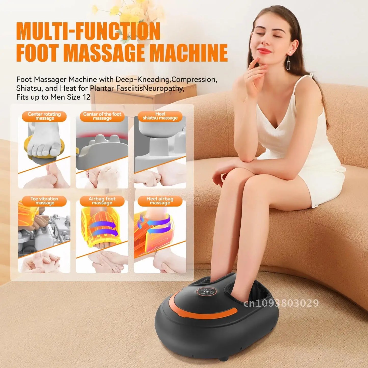 Multifunctional Electric Machine Massager Foot With Remote Control Gift Airbag Kneading Shiatsu Warm Roller Relaxation Compress