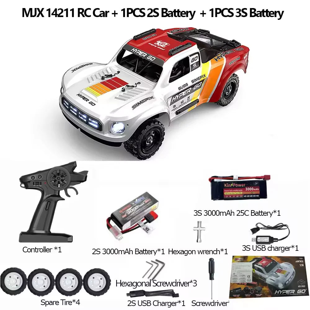 MJX HYPER GO 14211 Racing Car 1/14 Short Truck 45A ESC Brushless Motor 47 KM/H Large Foot 4WD RC Car Remote Control Car Toy MJX