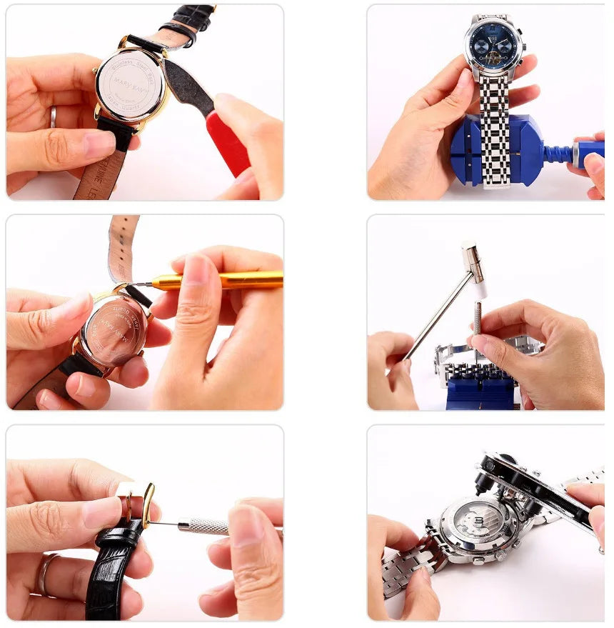 147-Piece Clock Maintenance Hardware Tools Watch Maintenance Open Back Cover Remove Strap Repair Kit