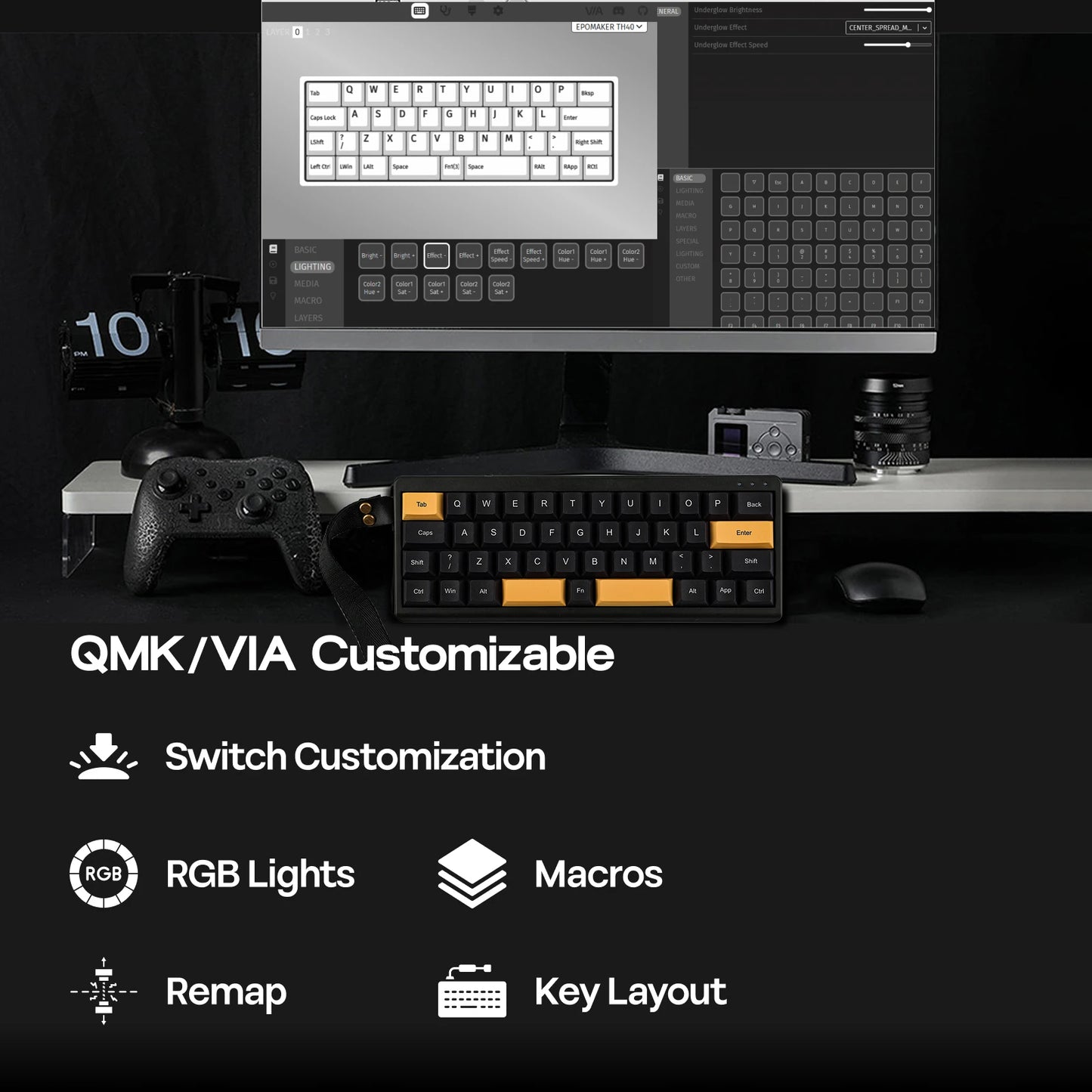 EPOMAKER TH40 40% Compact Hot-Swap Gasket-Mounted Wired/Bluetooth/2.4GHz Wireless QMK/VIA Mechanical Keyboard Split Spacebar