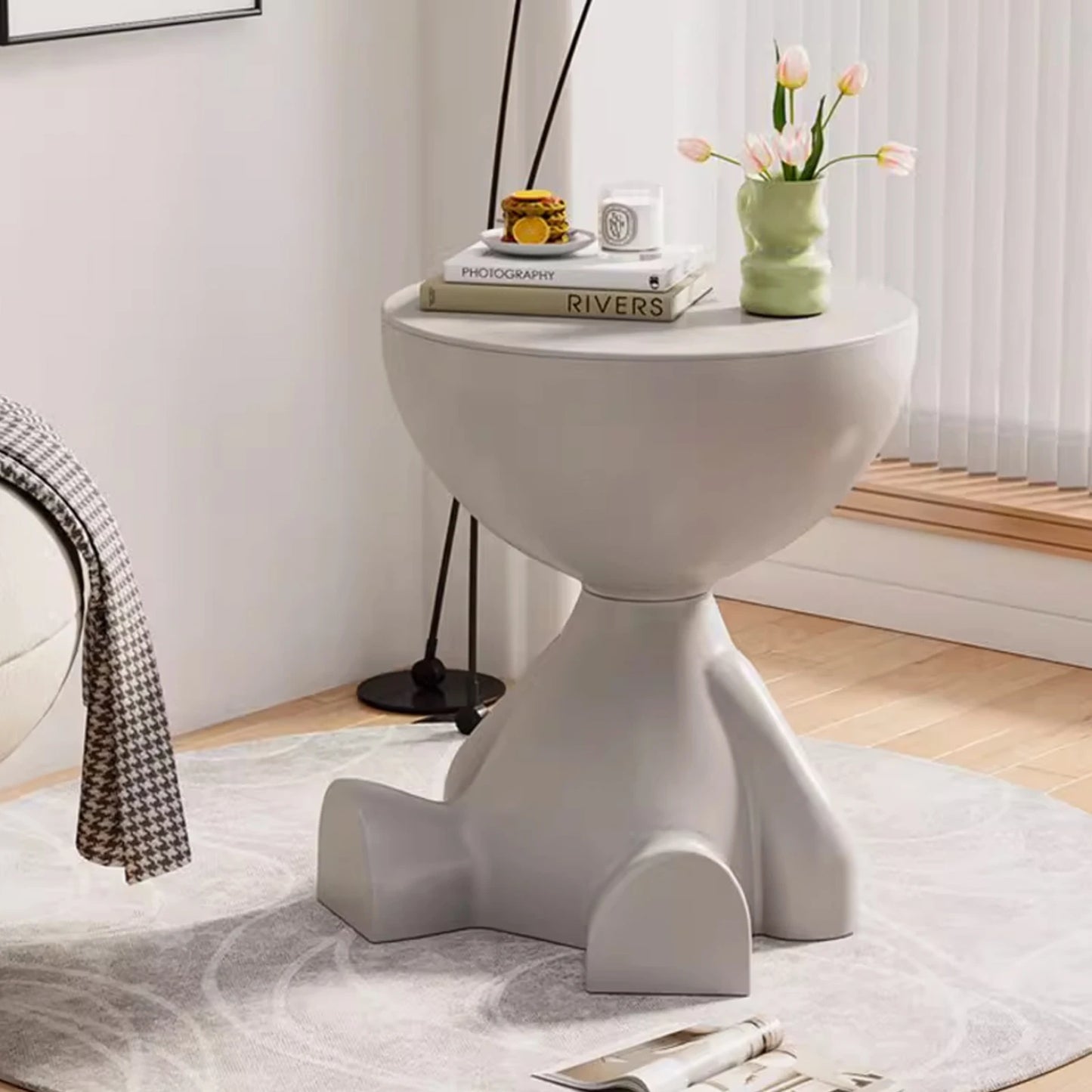 Wedyvko Coffee Table,1pc Modern Round Matte Finish Side Table - Small Storage Rack Stool for Living Room, Bedside Nightstand