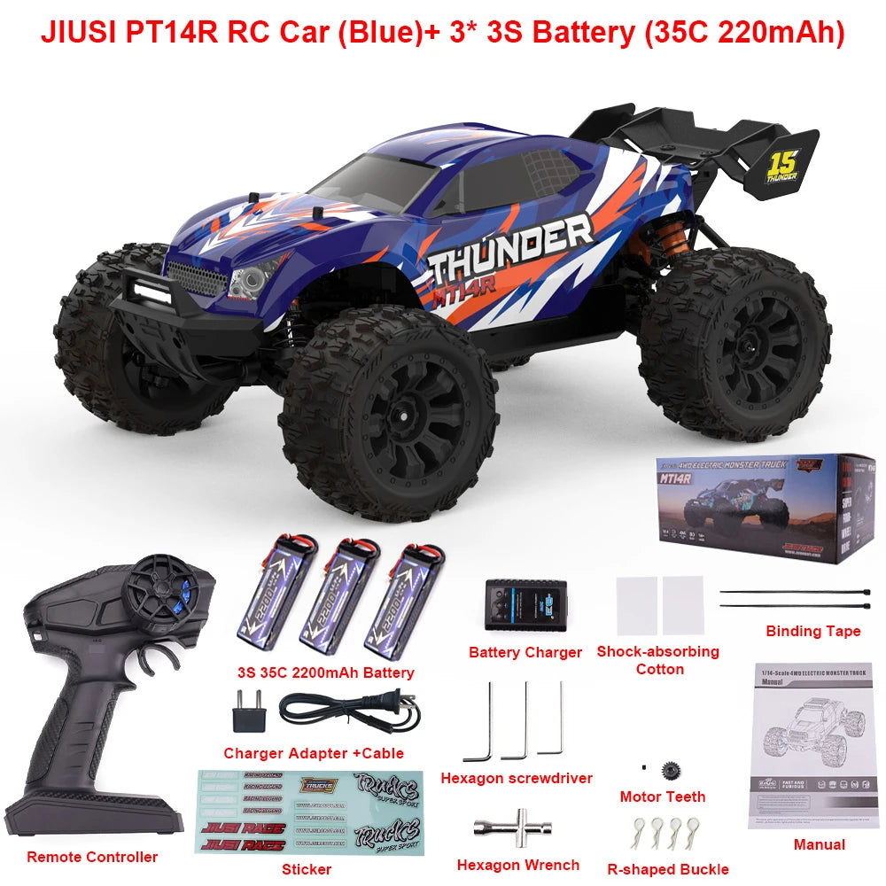 JIUSI PT14R MT14R 1/14 Racing Car 4WD 80km/h Brushless 2.4G Remote Control RC Car High Speed Off-road Drift Truck RC Toy As Gift