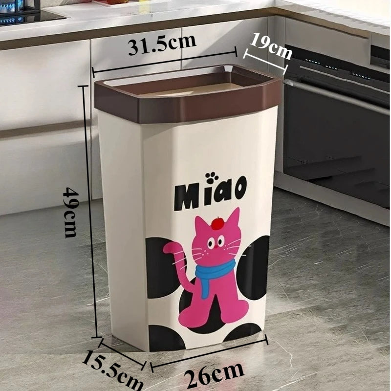 Plastic Trash Cans Large Capacity Square Trash Bin Kitchen Food Waste Disposal Garbage Bins Kitchens Household Accessories
