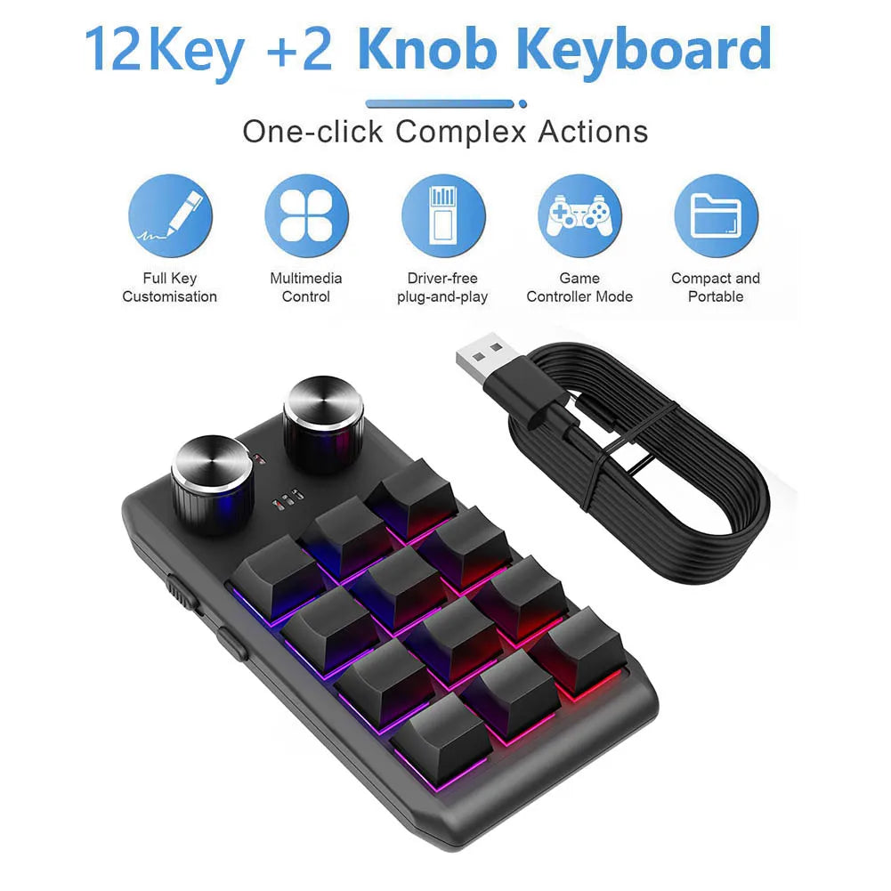 RGB Macro Keyboard Programmable Hot Swap DIY One-handed Mechanical Keypad Dual Type-C Interface Ultra-thin Support for Windows