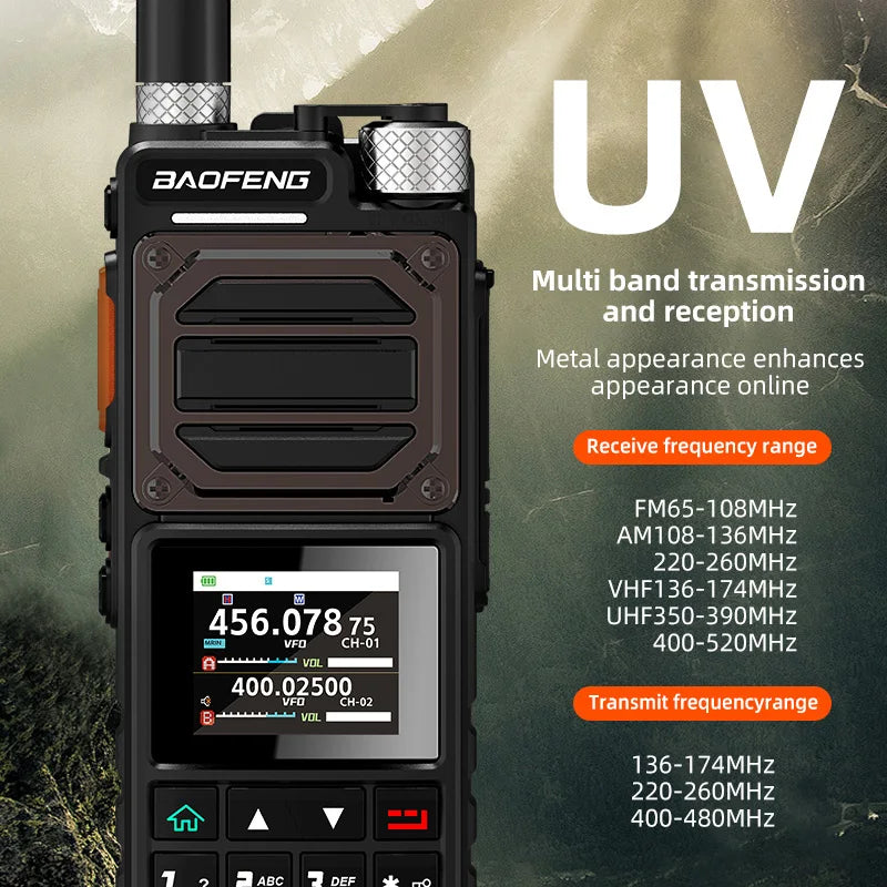 BAOFENG UV-25 10W Tri-Power Handheld Ham Radio GPS, UHF VHF MW FM Air NOAA Multi-Band Receiver, 5200mAh Battery, Tactical Goosen