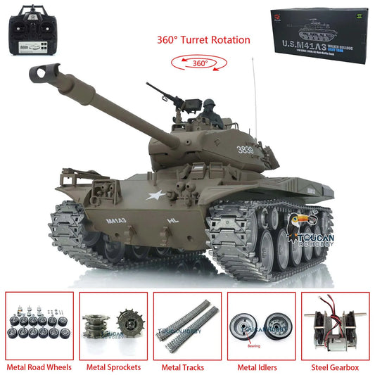 Henglong 1/16 7.0 Customized Walker Bulldog RC Tank Metal Tracks Wheels Classic American Remote Control Tanks 3839 TH17329-SMT7