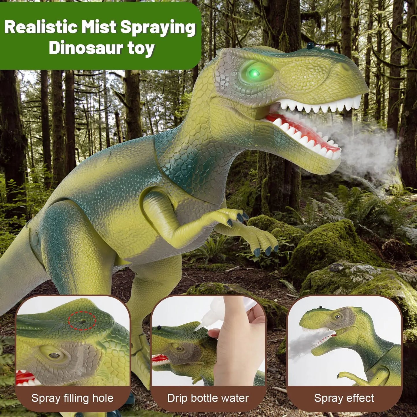 Remote Control Dinosaur Toy Spray Walking Tyrannosaurus Rex Roaring LED Light Children Dinosaur Toy Boy Girl Birthday Gift