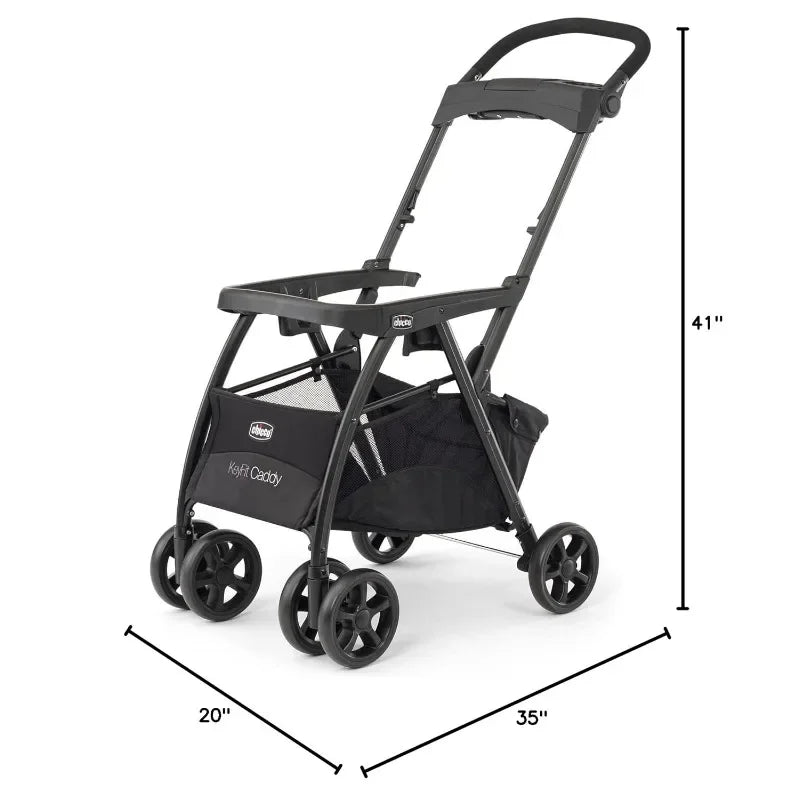 Best.KeyFit Caddy Frame Stroller, Accepts All Chicco Infant Car Seats, Adjustable Handle, Parent Tray | Black/Black