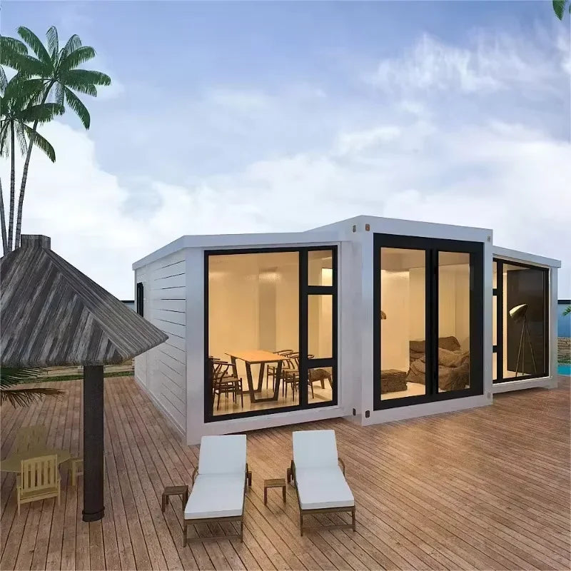 Tiny House 20ft 40ft Foldable Container Home Prefab Folding House for Sale Modern Double-wing Extended Wooden Container House