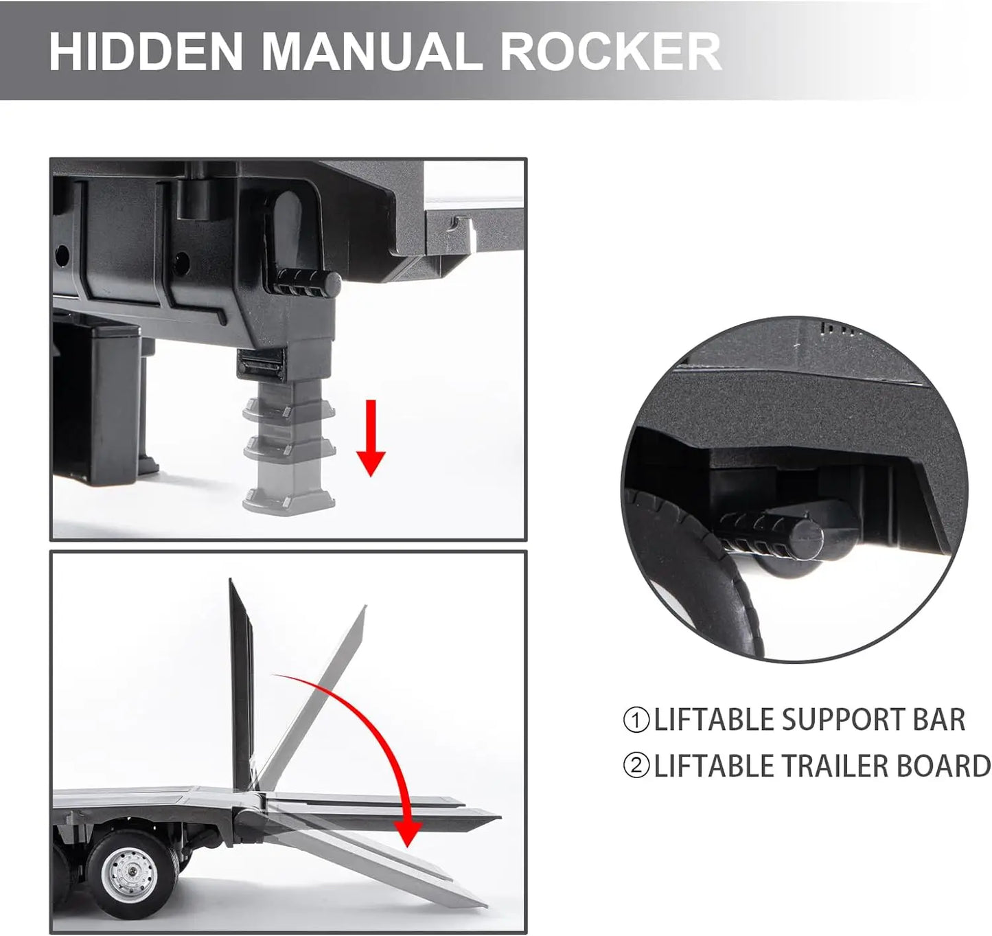 Huina 1318 RC Trailer Truck Tractor 1:18 2.4G Remote Control Construction Radio Control Flatbed RC Car Toys for Boys Kids Gifts