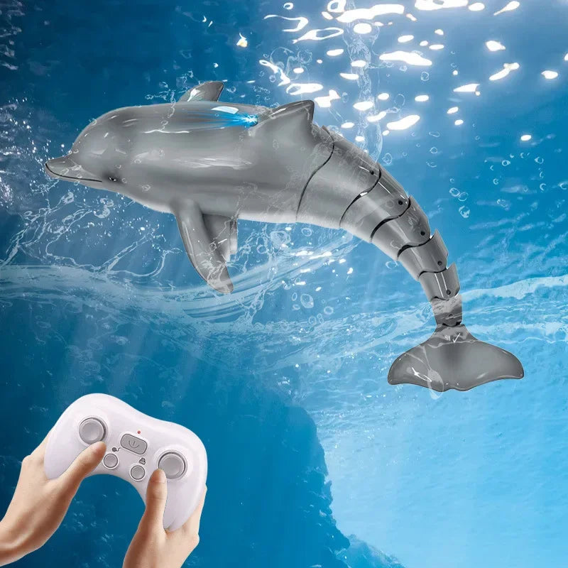 Rc Animal 2.4G Remote Control Dolphin with Light Biomimetic Electric Water Toys for Pool Waterproof Radio-Control Boat Kids Gift