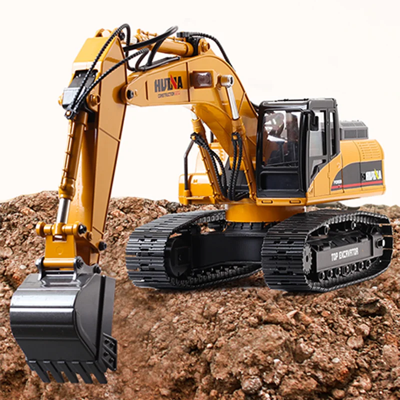 US Stock HUINA 1/14 RTR 23CH Metal RC Excavator 580 Remote Control Truck Car Light Sound Battery Outdoor Toys Boys Gift TH18060