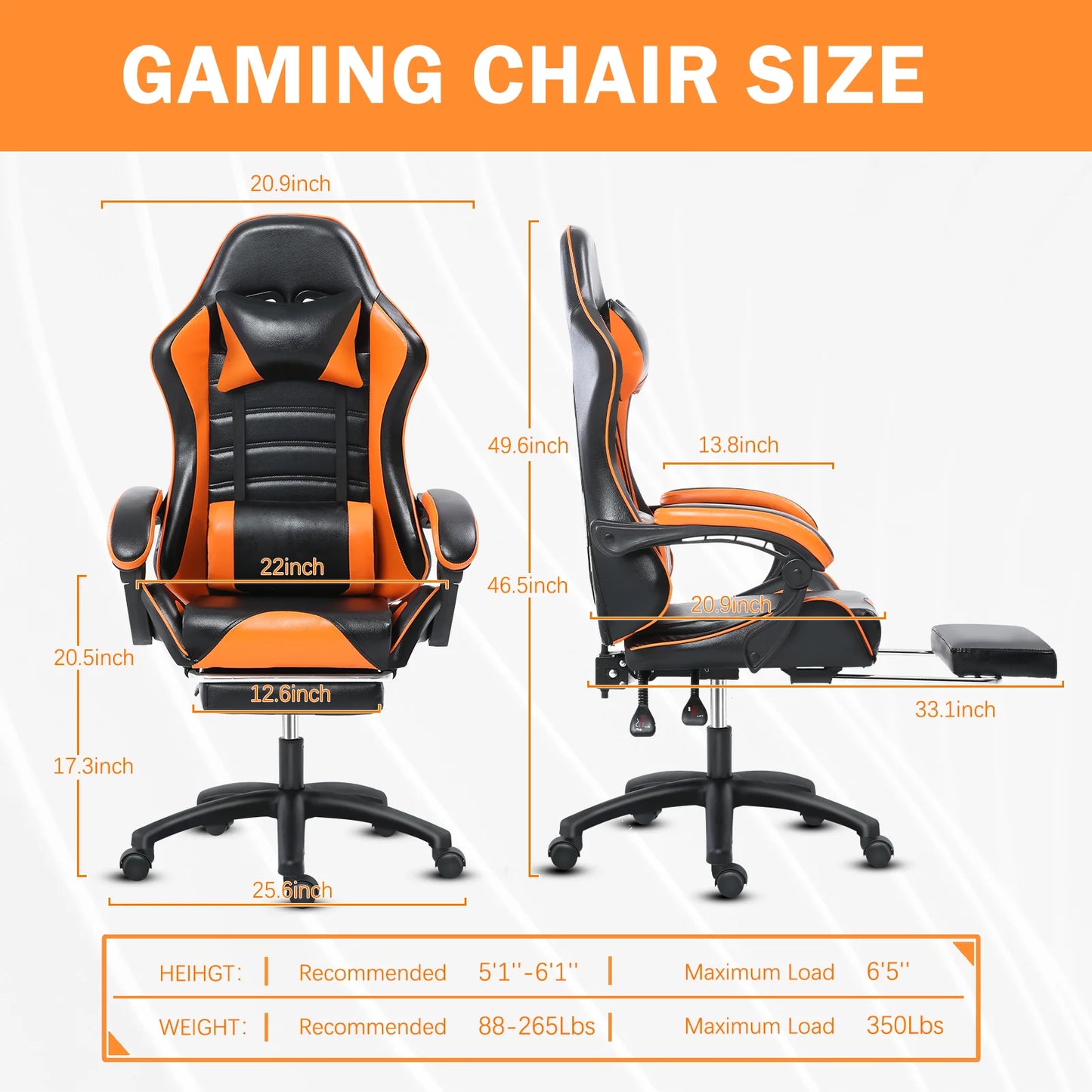 Ergonomic Gaming Chair for Adults, Comfortable Computer Chair for Heavy People, Adjustable Lumbar Office Desk Chair with Wheels,