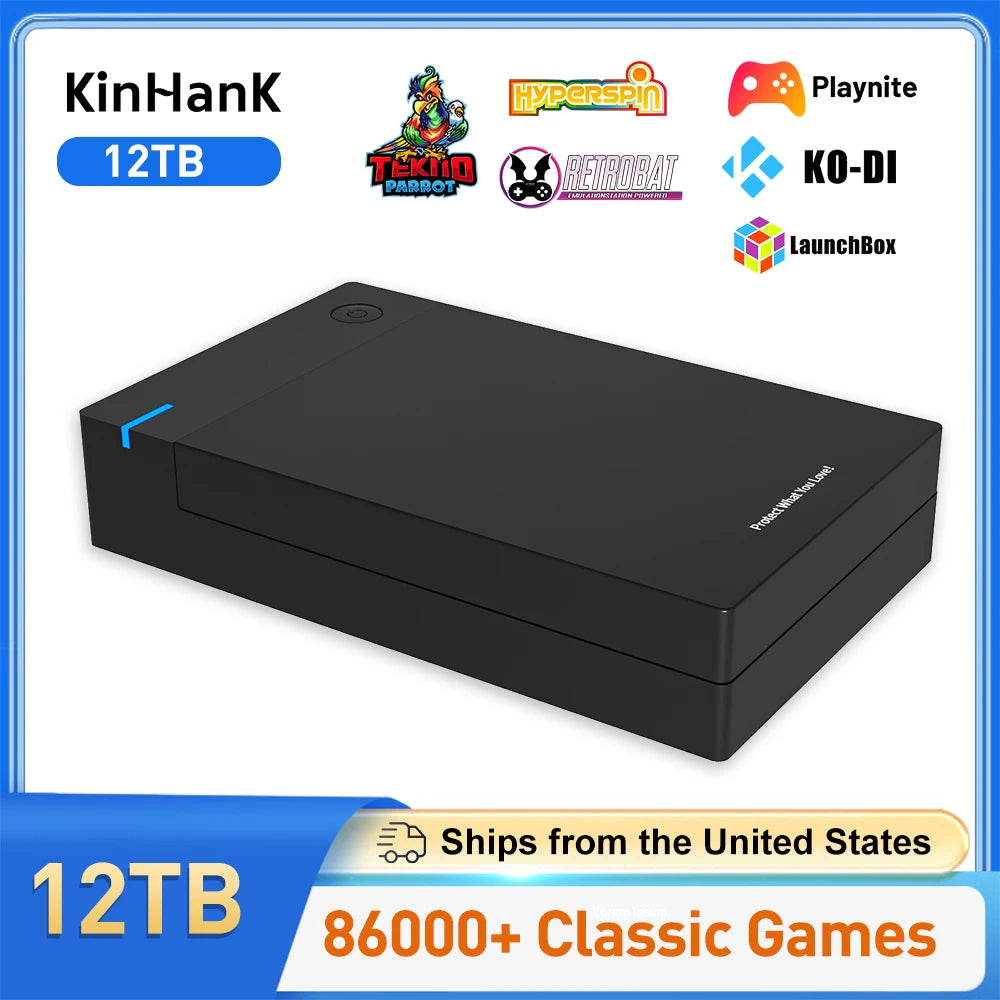 12TB Gaming HDD with Hyperspin Launchbox Retrobat Playnite with 86000+ Retro Video Games Super Console for PS3/PS2/PS/WII/WIIU