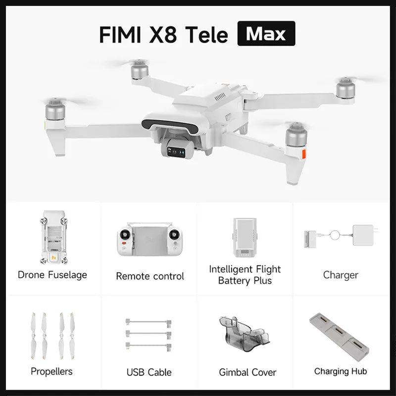 FIMI X8 TELE MAX 2025 New 3-Axis Gimbal 4K HDR 48MP 30x Camera Drone Professional GPS RC Quadcopter Ship from US