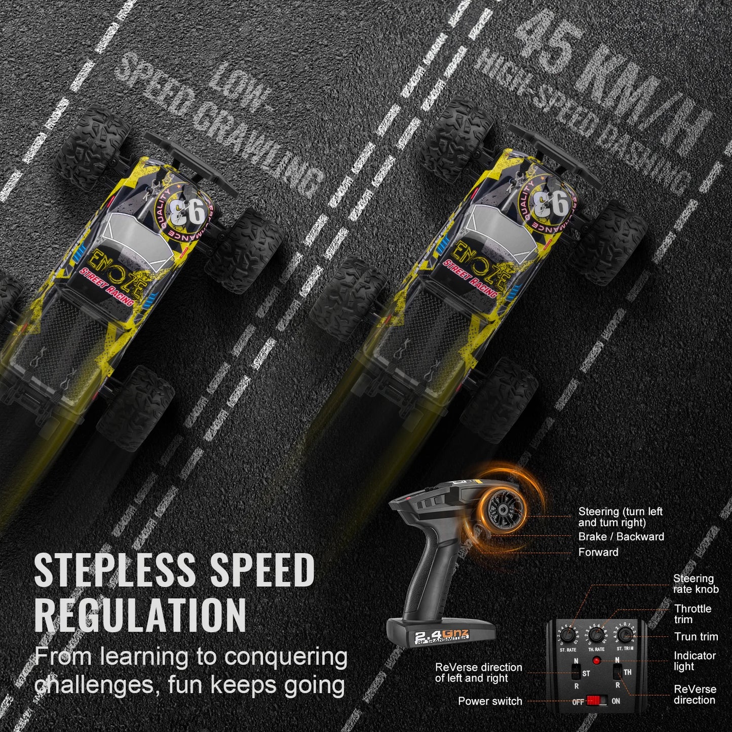 SucceBuy 45KM/H 4WD RC Car 1:18 All Terrain Off-Road with High Speed Remote Control Truck Drift Monster Toys Gifts for Boys Kids