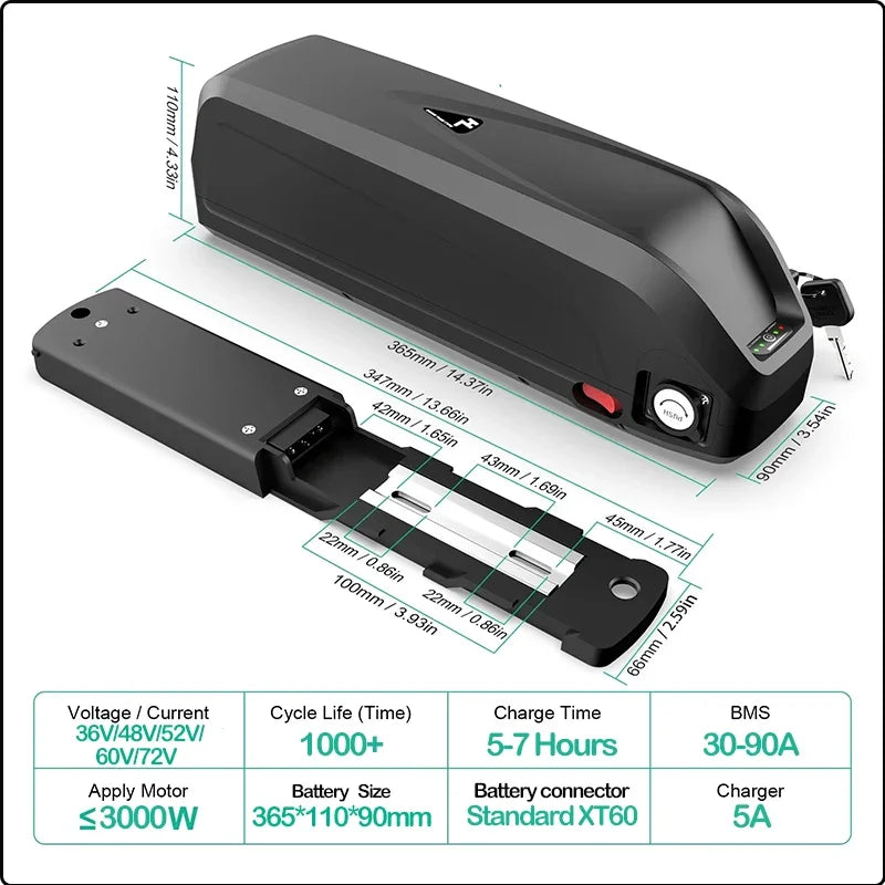 E bike Electric Bicycle 36V 48V 52V 750w cham rider Hailong Battery 72V 60V Bafang 2000W 20/30/40/50/60ah 1000w Lithium Battery