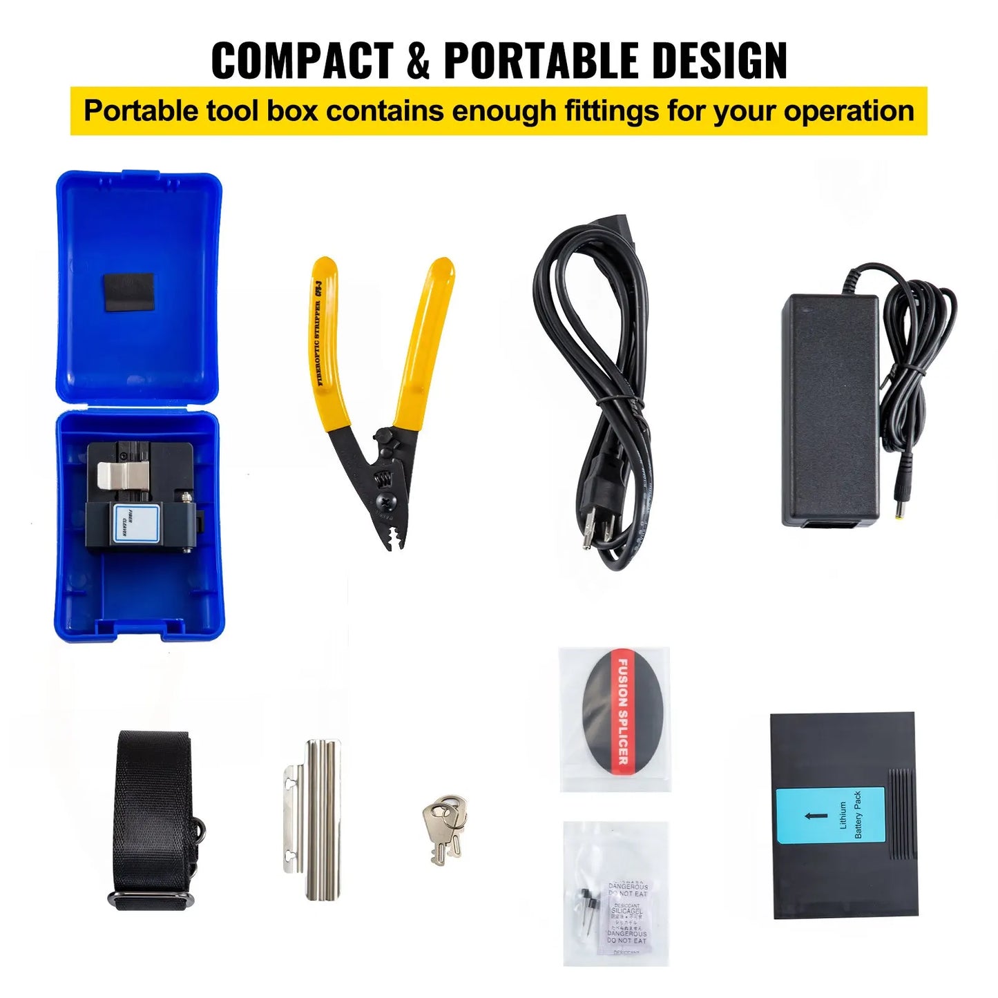 Fiber Fusion Splicer Automatic Focus A-80S FTTH Fiber Optic Fusion Splicer Kit 5 Inch Digital LCD Screen Fusion Splicer Machine