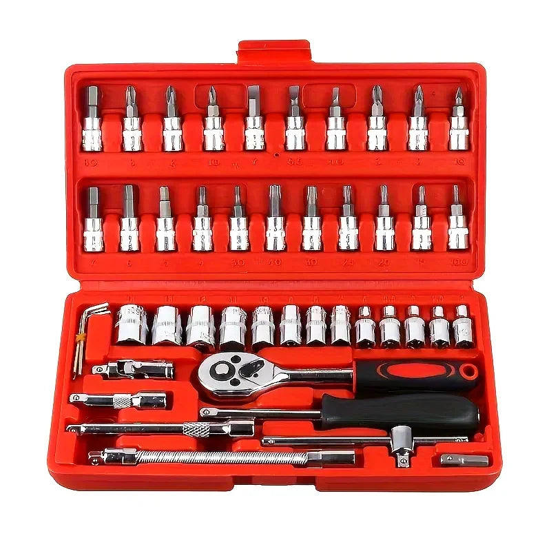 AIRAJ 46 Piece Repair Tool Kit General Home/Car Repair Tool Kit Portable Tool Storage Box Ideal For Homeowners DIYER Handyman