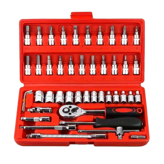 AIRAJ 46 Piece Repair Tool Kit General Home/Car Repair Tool Kit Portable Tool Storage Box Ideal For Homeowners DIYER Handyman
