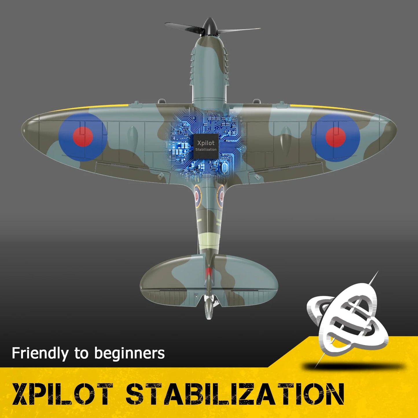 VOLANTEXRC 4-CH RC Plane, SpitfireV2 rtf Remote Control Airplane,One-Key Aerobatic,Suitable for Outdoors and Gifts