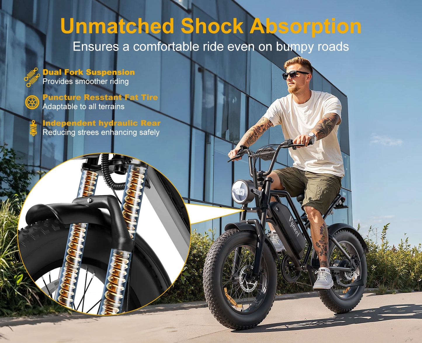 20 Inch Adult Electric Bicycle 1500W Motor 48V 18AH Removable Battery IP54 Waterproof 7-Speed Gear with LED Display