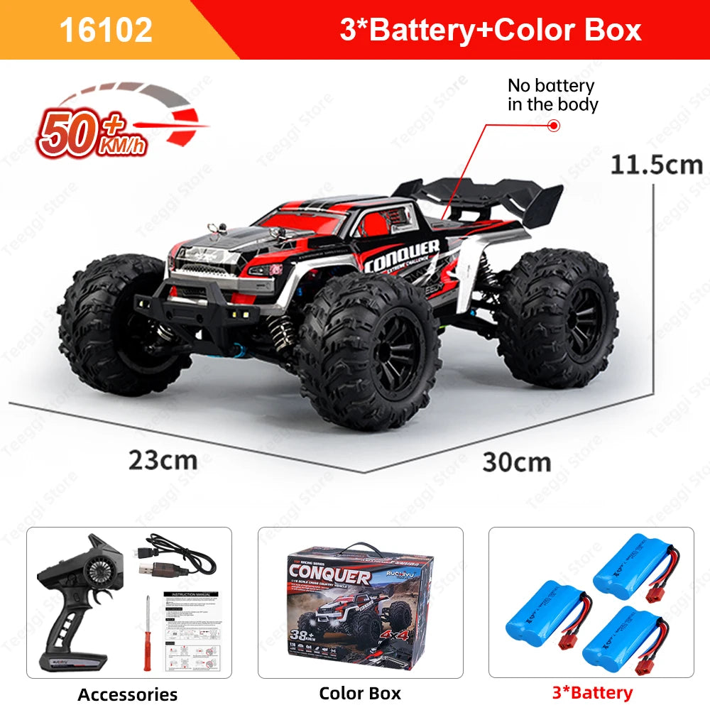Teeggi 16103 PRO 4WD 70KM/H RC Off-Road Car 1:16 High Speed RC Car With LED Light Drift Monster Truck Toy For Kid Gifts