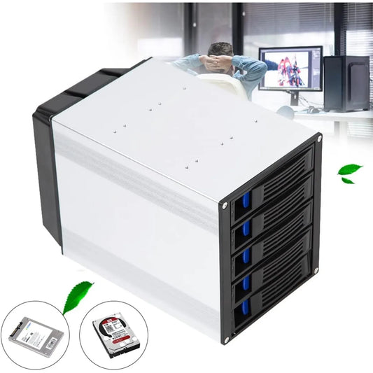 5 Bay 3 x 5.25 Drive Bays Hard Disk Enclosure HDD Hot Swap Cage Mobile Rack for 5 x SATA 3.5" HDD 5 x SATA 2.5" HDD SAS HDD