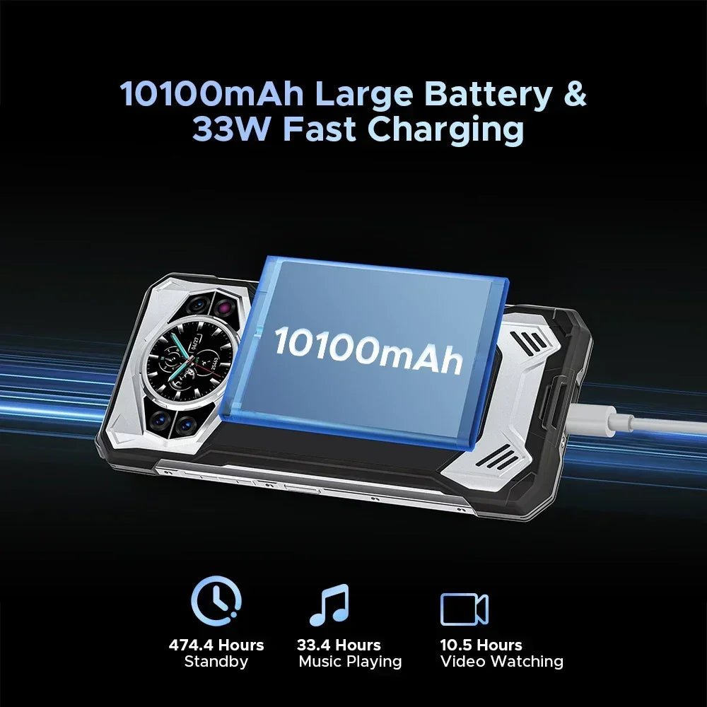 DOOGEE S200 5G Rugged Phone 6.72" Dimensity 7050 12GB RAM 256GB ROM 100MP AI Main Camera 10100mAh Battery NFC Smartphone