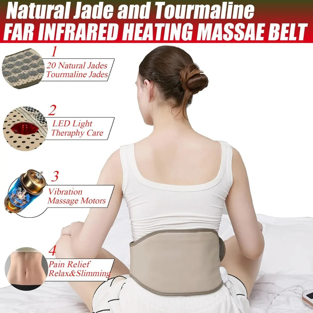 Infrared Heating Pad for Lower Back and Abdomen Pain Relief - Electric Massage Belt with Adjustable Heat Settings