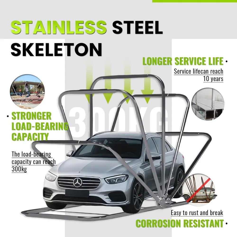 18×8.2×7.5FT All Weather Proof Carport, Heavy Duty Carport, Portable Stainless Steel Garage, Retractable Folding Automatic Car T