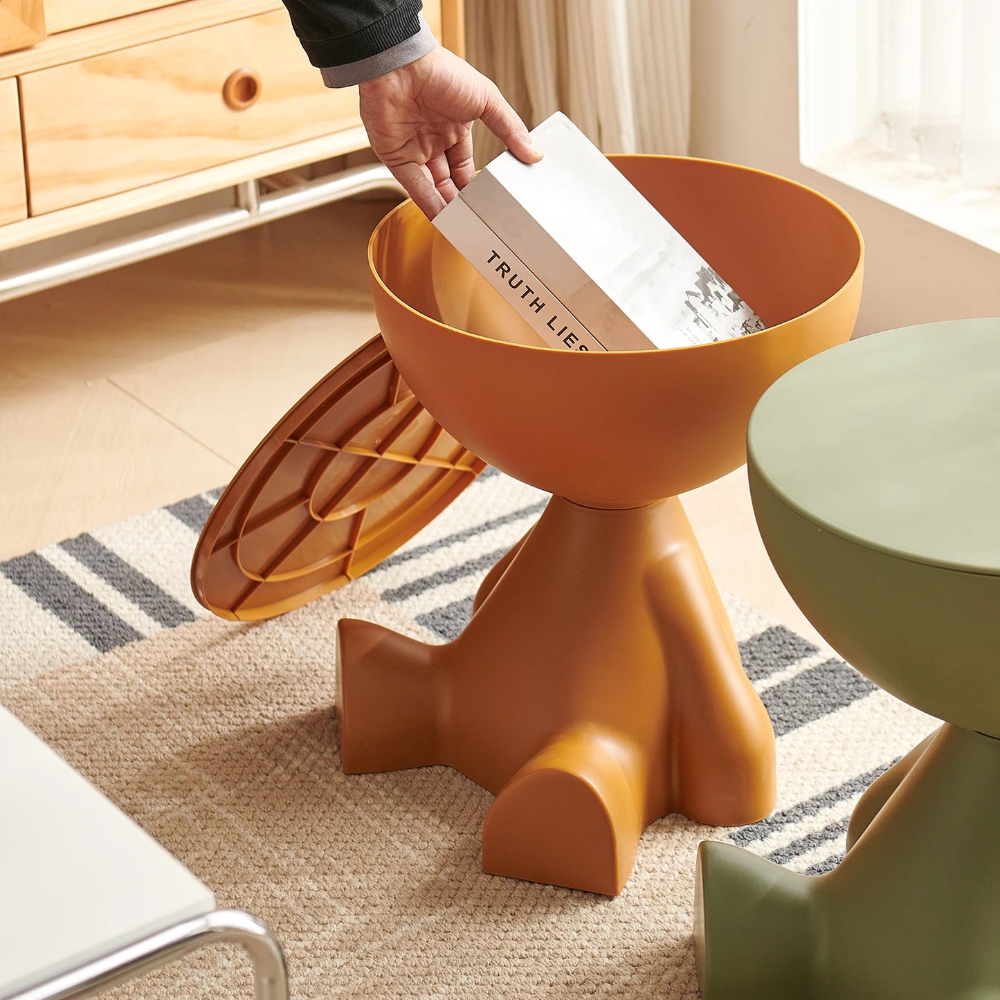 Wedyvko Coffee Table,1pc Modern Round Matte Finish Side Table - Small Storage Rack Stool for Living Room, Bedside Nightstand